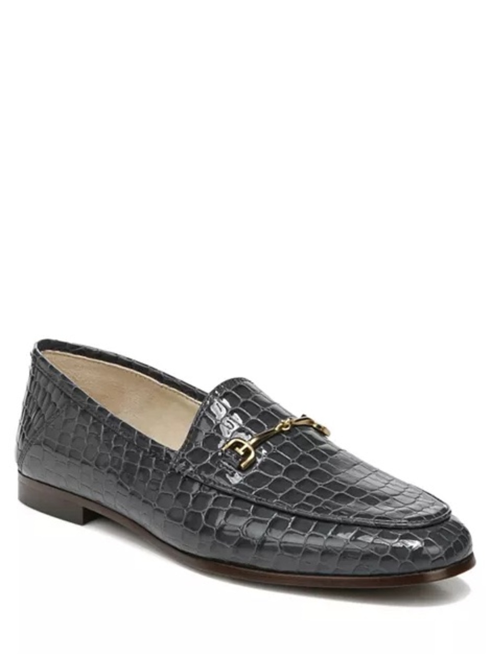 EUC Sam Edelman Navy Croc-Embossed Loraine Leather Loafers with Gold Bit 6.5